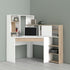 Function Plus Corner Desk with multi-functional unit In White and Oak